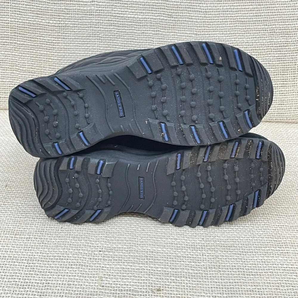 Lands' End Womens Black Suede Quilted Front Zip Winter Snow Boots‎ 7B 176848